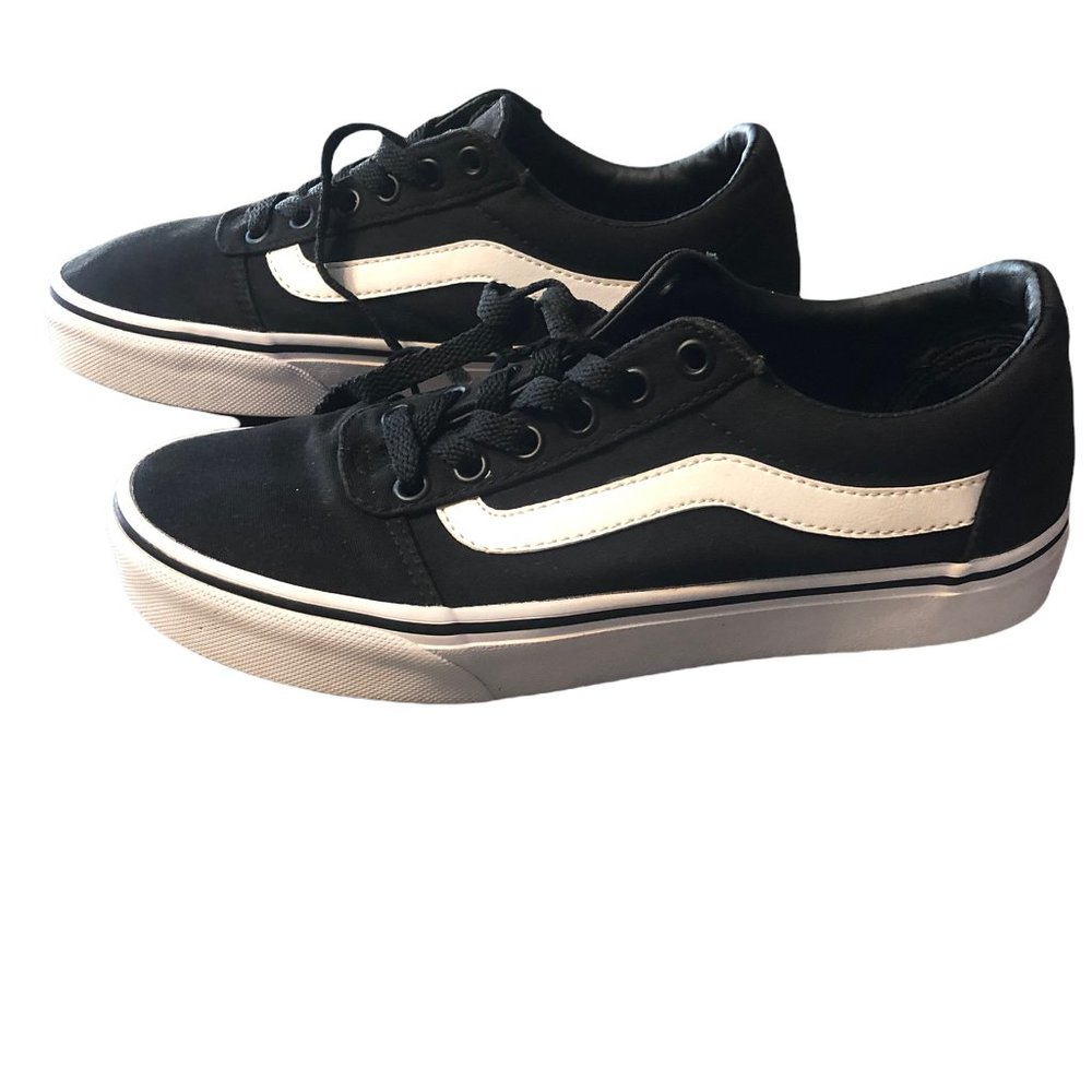 VANS WARD LO CANVAS SNEAKER BLACK/WHITE  SIZE 7